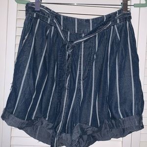 Blue and white striped shorts